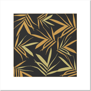 Leaves pattern. black gold. Posters and Art